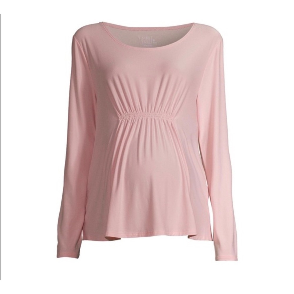 Time and Tru Pink Maternity Top XXL 20 Empire Waist Long Sleeve Comfortable